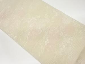 紗 秋草に波模様織出し袋帯